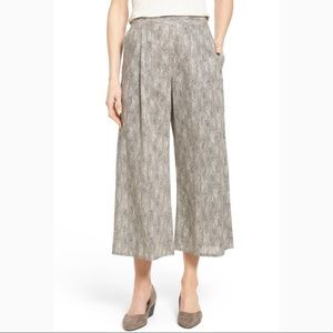 Eileen Fisher snake print neutral cotton wide leg crop pants, MP
